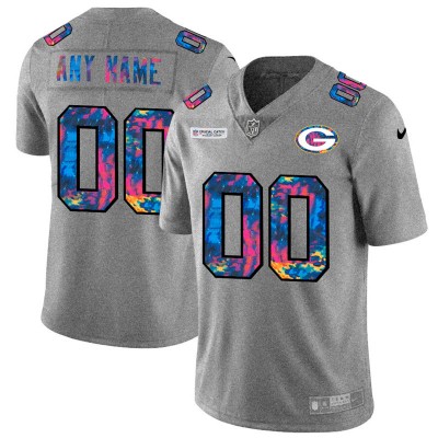 Green Bay Packers Custom Men's Nike Multi-Color 2020 NFL Crucial Catch Vapor Untouchable Limited Jersey Greyheather
